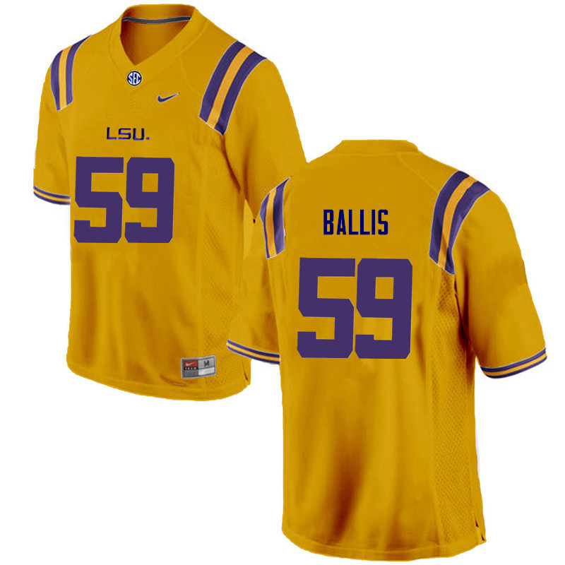 Men LSU Tigers #59 John Ballis College Football Jerseys Game-Gold